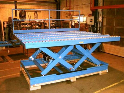 Hubtisch Doppelschere horizontal mit Rollenbahn